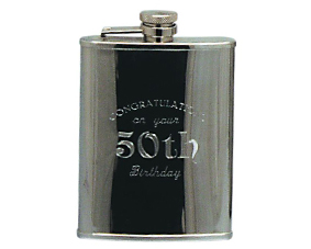 05. 50th Birthday Hip Flask, Congratulations on your Birthday, 6